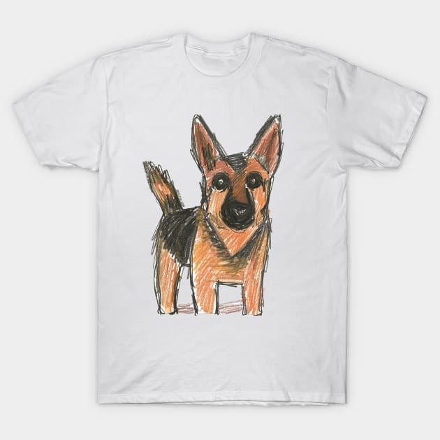 Badly Drawn Funny German Shepherd for Dog Lovers T-Shirt by VeryBadDrawings